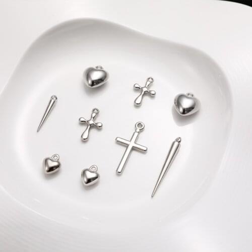 Acrylic silver cone ot clasp Love Cross Pendant DIY handmade jewelry earrings accessories materials