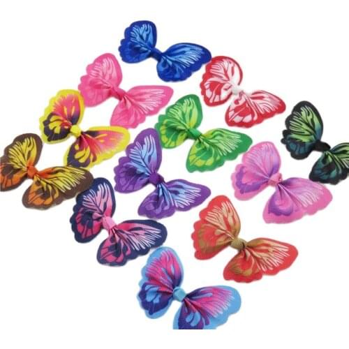 12PCS/LOT Dazzling Colorful Butterfly WITHOUT CLIP Girl Hair Accessory Bow For DIY Headdress Semi-finished Products Accessories