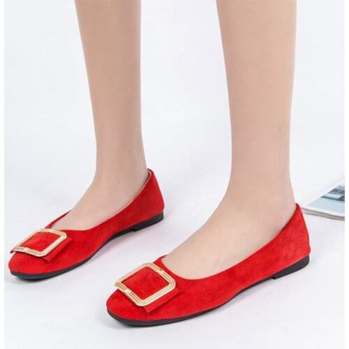 Big Size Woman Ballet Flats Candy Color Slip on Flat Shoes Women Flats Faux Suede Single Shoes large Size Loafer Female Shoe L
