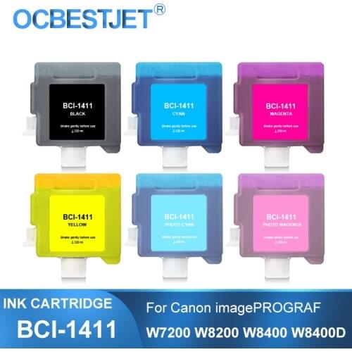 BCI-1411 330ML Compatible Ink Cartridge With Full Ink For Canon imagePROGRAF W7200 W8200 W8400 W8400D Printer 6Colors/Set
