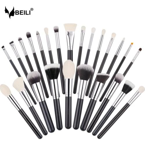 BEILI Black 25pcs Professional Makeup Brushes Set No Logo Natural Hair Eyeshadow Foundation Powder Eyebrow makeup brush tools