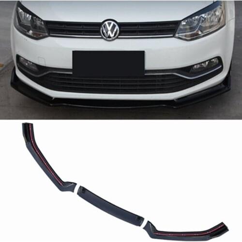 For Volkswagen VW POLO 2014 2015 2016 2017 2018 ABS Plastic 3-section Front Shovel Lip Bumper Spoiler Body Kit Accessories