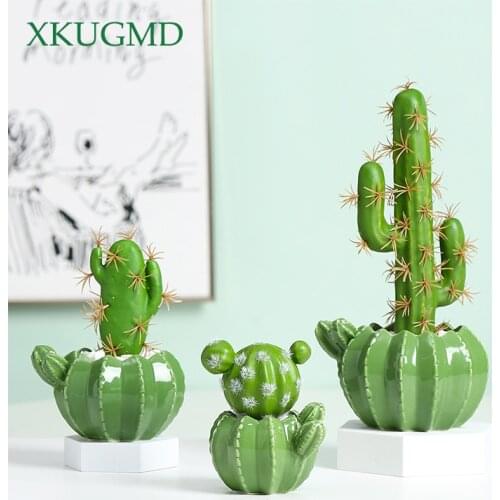Hot New Product Cactus Ceramic Creative Sculpture Crafts Succulents Plant Pot Balcony Flower Pot Home Decoration Ornaments