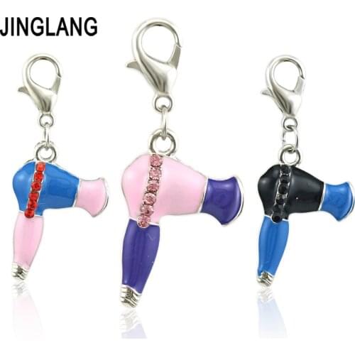 JINGLANG Enamel A hair dryer Charms Wholesale Christmas Deco Handmade Crafts Necklace Pendant Accessory Jewelry 50 Pcs