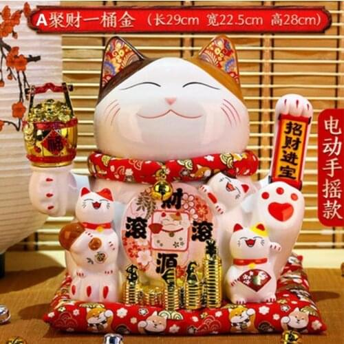 Ceramic Lucky cat Maneki Neko Decoration Large Shop Opening Gift Creative Japanese Living Room Ornament Booming Business