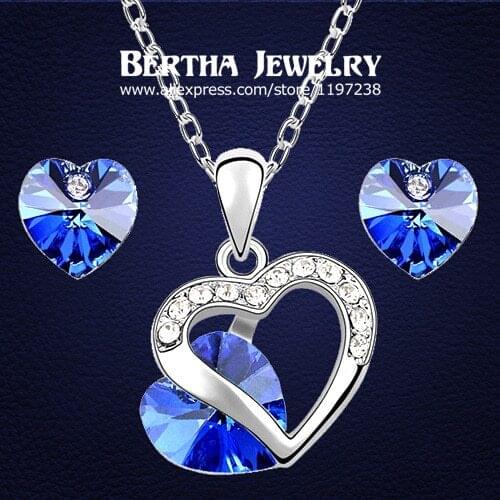 Classic Heart Bridesmaid Jewelry Sets Earrings Necklaces Pendants For Women Crystals from Swarovski Wedding Gift Set