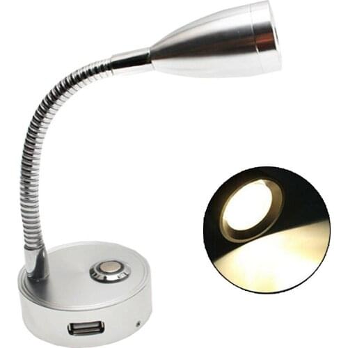 Caravan LED Interior Lamp Reading Light Spot Touch Switch USB Warm White 12V 1PC