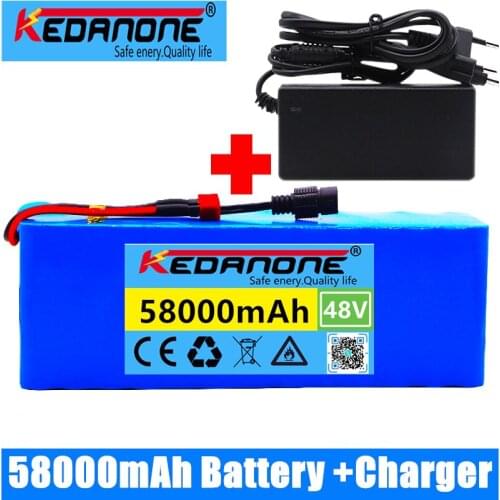 48v lithium ion battery 48v 58Ah 1000w 13S3P Lithium ion Battery Pack For 54.6v E-bike Electric bicycle Scooter with BMS+charger