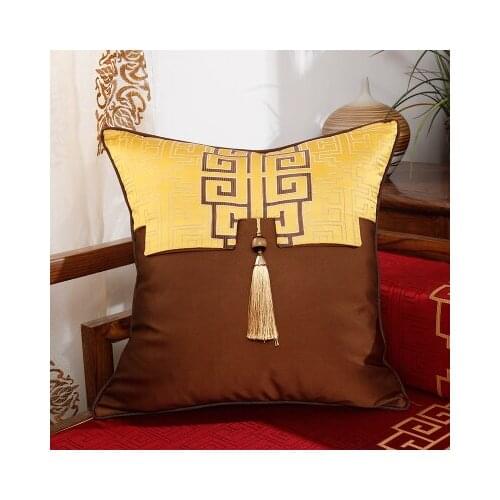 Patchwork Geometry Chinese Decorative Cushion Covers for Sofa Chair Cushion Office Home Lumbar Pillow Silk Satin Pillowcase