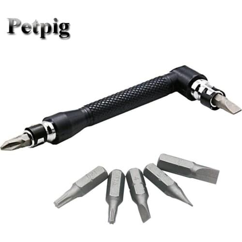 Petpig L-shaped Mini Socket Wrench 1/4" 6.35mm Screwdriver Bits Drill Set Dual Head Key Utility Tool set