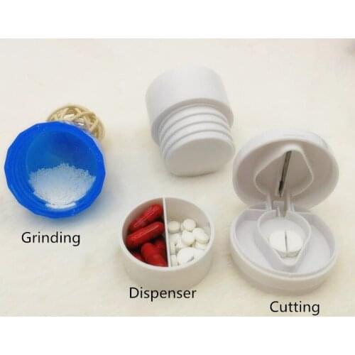 Multi-functional 3in1 Pill Box StorageTablets Cutting Grinder Dispenser Plastic Pill Boxes Portable Outdoor Traveling