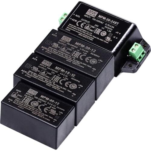 MPM-05/10/15/20/30/45/65/90 High Reliable PCB Mount Green Medical Power Supply ac-dc -3.3/5/15/24/48V MEANWELL ANSI AAMI ES60601