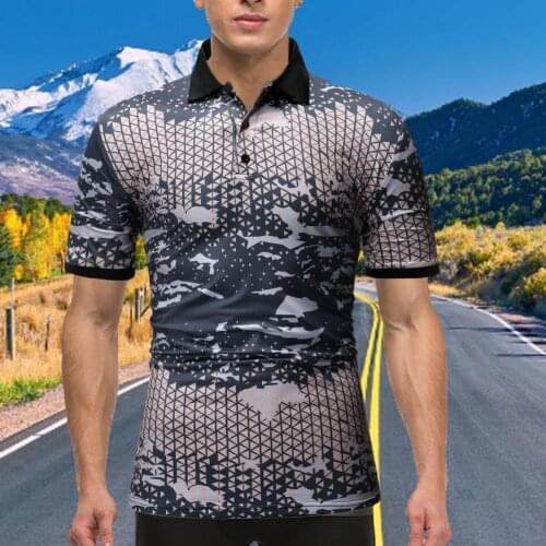 Men Shirt Tops Printed Anti-pilling Polyester Men Printed Turndown Collar T-shirt for Dating Mens Clothing рубашка мужская 2021