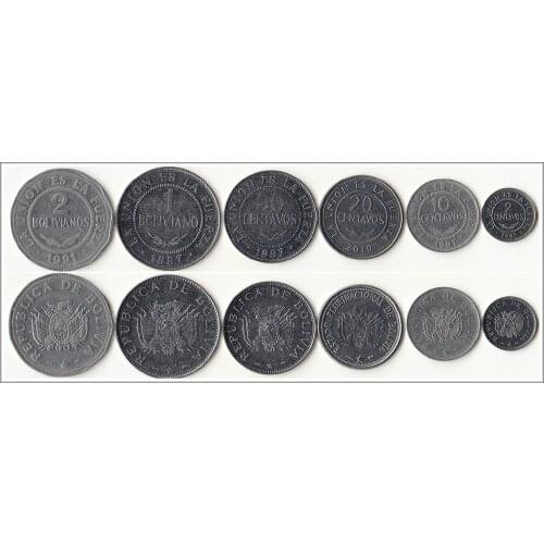 Bolivia Set 6 Pieces America Coins Original Coin Commemorative Edition 100% Real