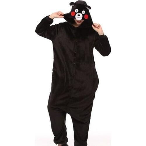 Winter Flannel Kigurumi Women Men Onesies Cute Cartoon Animal Kumamon Bear Pajamas Set Unisex Pyjama Pijama Sleepwear