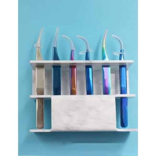 6 Slots Eyelash Tweezers Sort Storage Stand Acrylic Display Shelf 2 Colors Optional Makeup Supplies