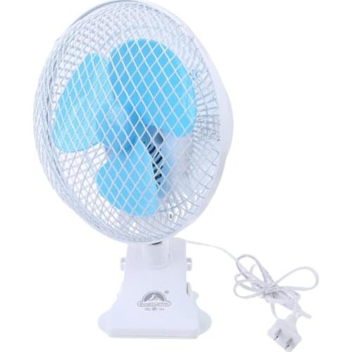 AC 220V 30W Quiet 2-Speed 9.4-inch Oscillating Table Fan Clip On Fan with 150cm Cable US Plug On Off Switch