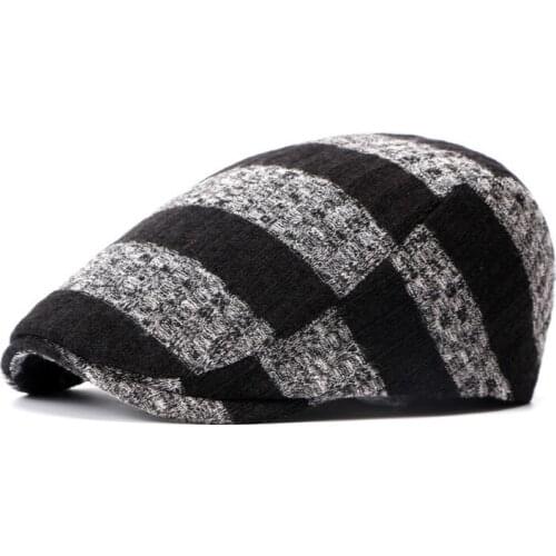 Casual Mens Hats Retro Berets Womens Hats Woolen Yarn Warm Sunshade Flat-top Hat Artists Pointed Newsboy Hat