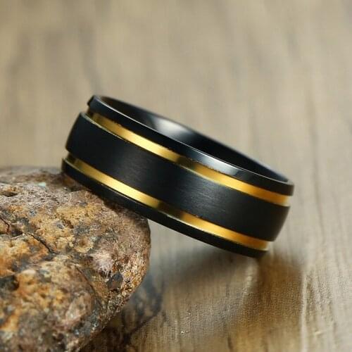 Recommend Fashion Stainless Steel Black Color Mens 8mm Rings Party Trendy Jewelry Man Ring Size 9 10 11 12 13