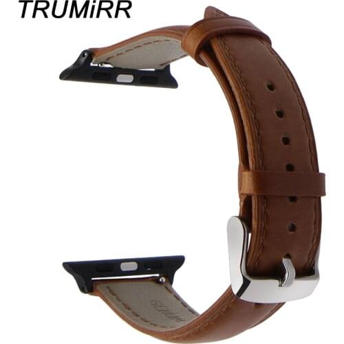 Italian Genuine Leather Watchband for 38mm 42mm iWatch Apple Watch Stainless Steel Buckle Band Crazy Horse Strap Wrist Bracelet