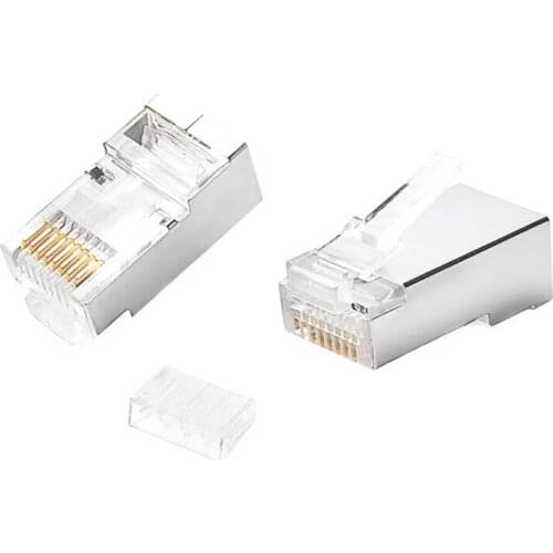 RJ45 Connector Cat6 Shielded 8P8C Gold Plated Ethernet Cable Plugs With Load Bar Two Pieces Per Set Cat6 FTP STP Cable Terminals