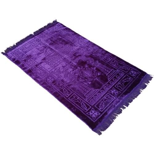 110x65cm Prayer Rug Soft Blanket Home Embroidery Gift Islamic Muslim Tassel Tapestry Decoration Carpet Bedroom Purple