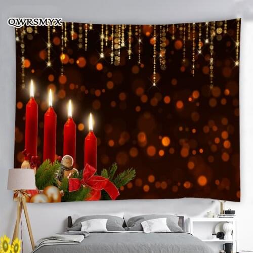 3D Christmas Decoration Red Candles Tapestry Wall Hanging Christmas Home Living Room Decoration Aesthetic Room Dormitory Decor