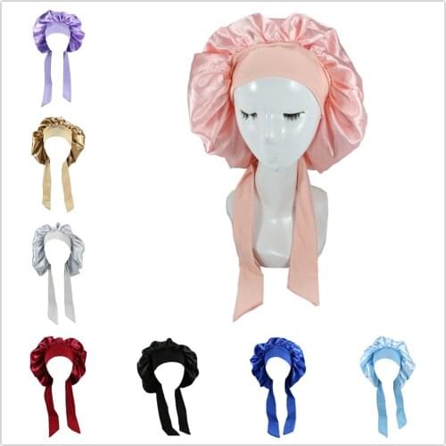High-quality High Elastic Shower Cap Hair Bonnet Hat Head Cover Satin Turban Shower Hair Cover Supplies Bathroom Accessories