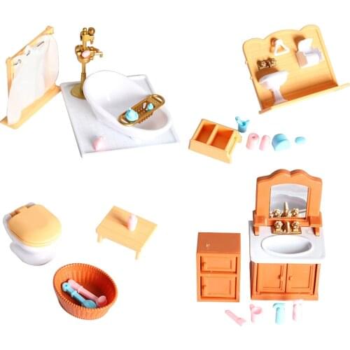 1/12 Scale Cute Dollhouse Miniature Furniture Bathroom Washbasin Washing Machine Pretend Classic Toy for Children Birthday Gift