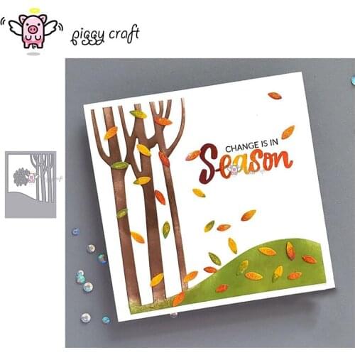Piggy Craft metal cutting dies cut die mold Tree leaf background Scrapbook paper craft knife mould blade punch stencils dies