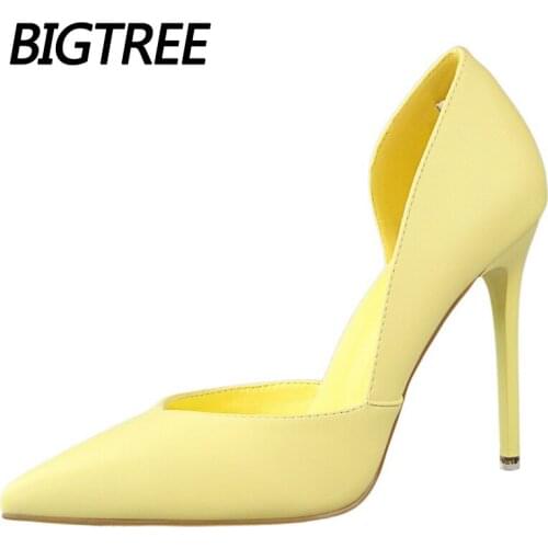 Fashion High Heels Red Yellow Black Heels 2021 Spring Woman Pumps Stiletto Heels Office Shoes Pointed Toe Women Heels 10.5 Cm