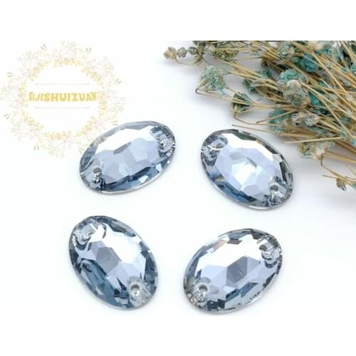 High-quality Blue phantom 001BS oval Crystal Glass Sew-on Rhinestones with two holes DIY wedding Dresses and Clothes