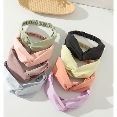 Retro Cross Hair Ribbon Fashion Solid Color Headbands Simple Elastic Hair Band Girls Elegant Headwear Bandanas Hair Accessories