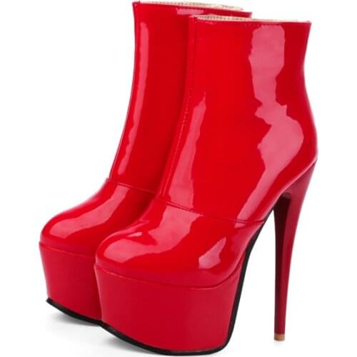 Sexy Platform Womens Ankle Boots New 2021 Stripper High Heels Ankle Boot For Women Zipper Red White Party Fetish Shoes Big Size