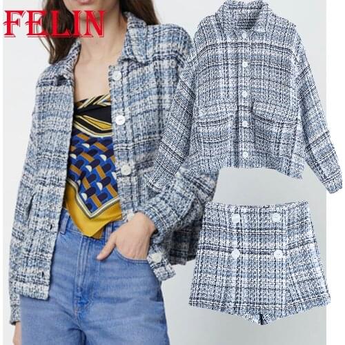 Women Plaid Blazer Za Fashion 2021 Vintage Loose Long Jackets Women Oversized Button Spring Blazer Chic Office Lady Outwear