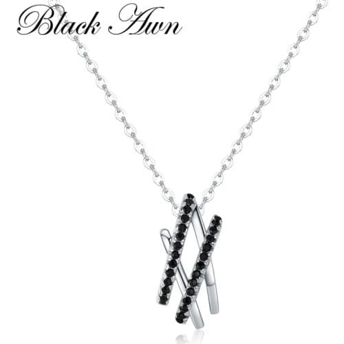 [BLACK AWN] Femme 925 Sterling Silver Necklaces Pendants Women Jewelry Necklace Bijoux P198