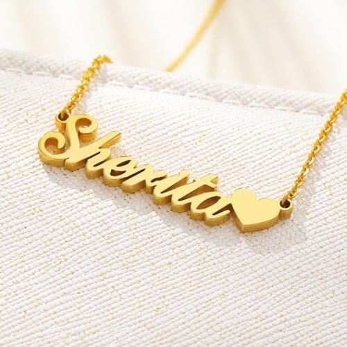 2020 Fashion Custom Stainless Steel Heart Necklace For Women Personalized Jewelry Letter Gold Choker Necklace Christmas Gift