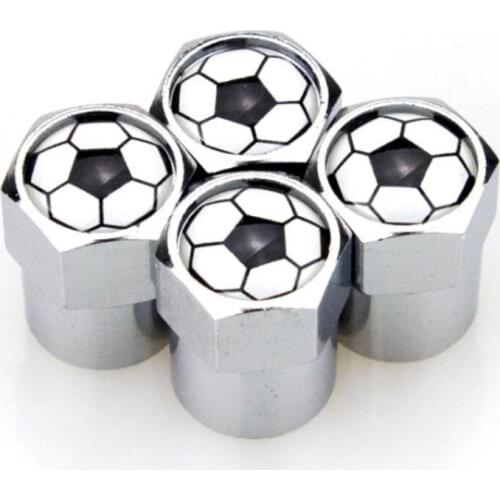4 X Car Auto Replacement Parts Wheel Valve Caps Covers Football Logo for Ford Focus Volkswagen Polo Golf Honda Nissan Mazda