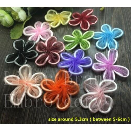 5 pcs/pk Random assorted color Organza Flowers patches fabric clothing bag tshirt holiday Jeans Coat Decor repair Applique