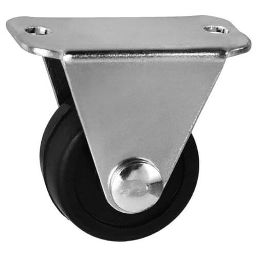 5PC/1.25 inch black rubber casters, silent and wear-resistant fixed roller furniture wheels