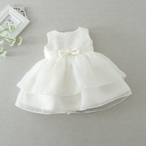 Newborn Baby Girls Princess Birthday Party Beige Formal Christening Gown Dress with Bow Dresses for 0-24 Months Baptism Gown