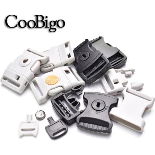 2pcs Plastic Curved 1" Side Release Safety Buckle with Lock Key for Paracord Bracelet Outdoor Backpack Bag Parts Accessorise