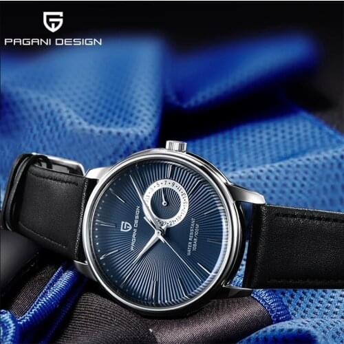 PAGANI Design Luxury Mens Quartz Watches Top Brand Watch Mens Casual Fashion Leather Strap Waterproof Wristwatches Navy Power