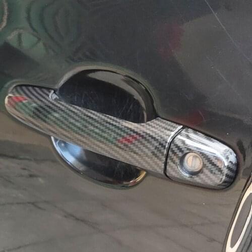 Carbon Fiber Color External Door Handle Cover Trims Car Styling Accessories For Toyota Corolla 2003-2013