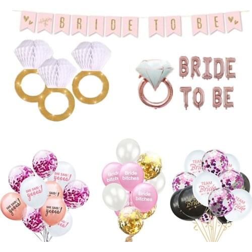 Hen Party New Team Bride Rose Gold Confetti Balloon Banner Combination Single Wedding Party Decoration Supplies KK26
