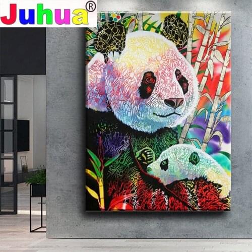 DIY Mosaic Handmade Diamond Painting Panda & Cub Pictures Of Rhinestone Diamond Embroidery Animal Full Square Drill Cartoon