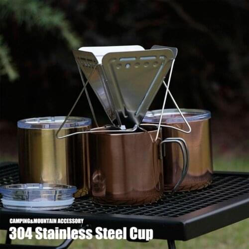 400ml 304 stainless steel double-layer cup, anti-scalding water cup, mug, anti-scalding outdoor kettle, outdoor camping kettle