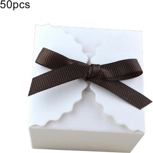 Hot Sale 60% 50Pcs Gift Box European Vintage DIY Kraft Paper Candy Packing Holder with Ribbon Festive Party Wedding Supplies