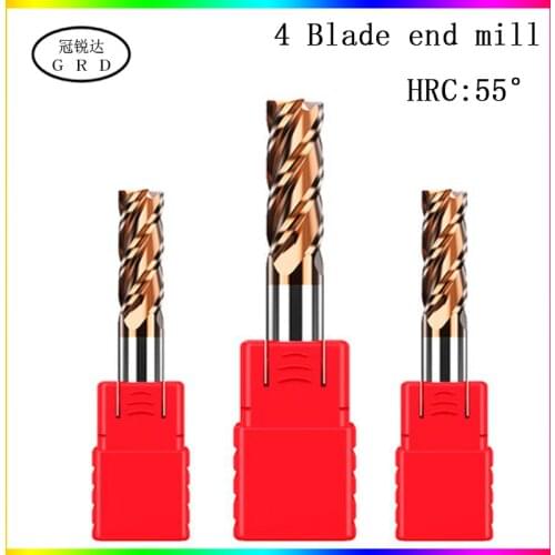 HRC55 4 Flute end milling cutter 1.5mm 2.5mm 3.5mm 1~20mm 4mm 6mm 8mm 12mm CNC carbide metal router bit milling cutter metall