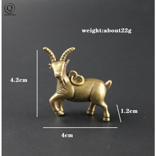 Kawaii Copper Goat Keychain Pendants Trinkets Brass Animal Model Sheep Desktop Ornaments Men Car Key Chain Rings For Girl Gifts